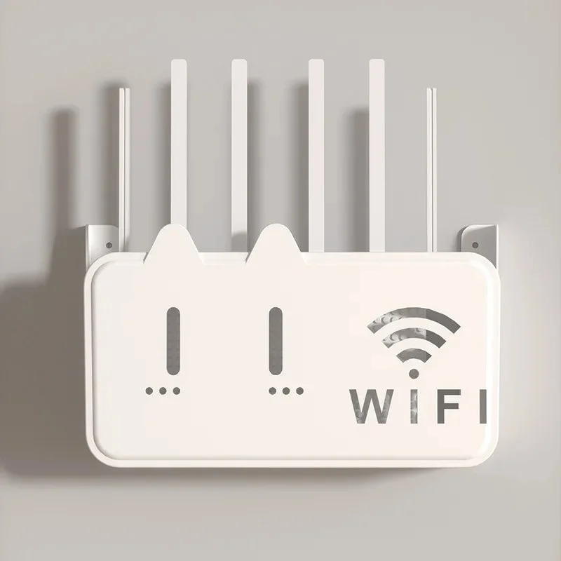 Smart Self-Adhesive WiFi Router Storage Box | No-Drill Dustproof Wall Mount Router Organizer