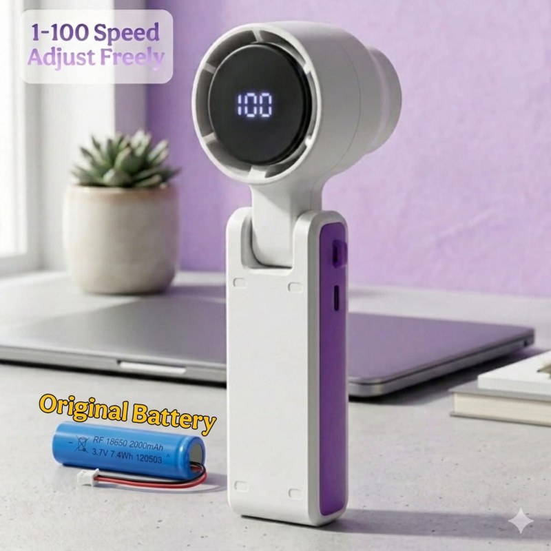 Portable Mini Turbo Fan Rechargeable USB Handheld Fan 2000mAh Battery 1-100 Speed Adjustable