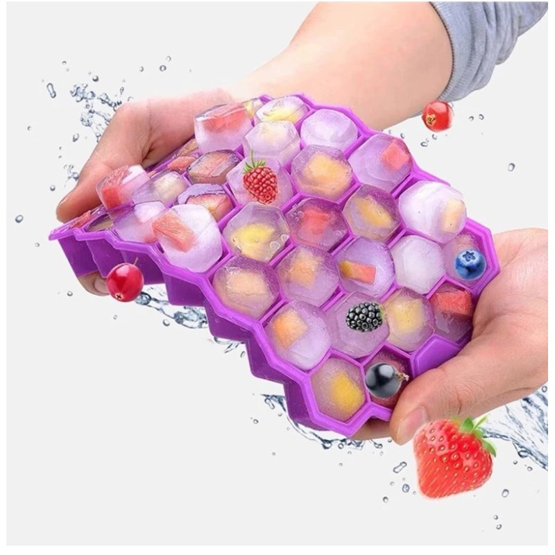  1PCS Honeycomb 37 Lattice Tray Maker With Lid DIY Ice Mold Ice Cube Maker - KD105