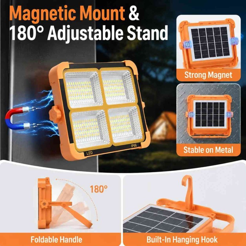 Solar Charging LED Flood Light Outdoor Portable Spotlight with USB Power Bank-000927