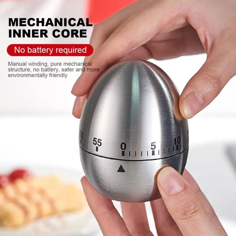 60 Minute Mechanical Countdown Timer – Stainless Steel Work, Study &  Kitchen Timer-000928