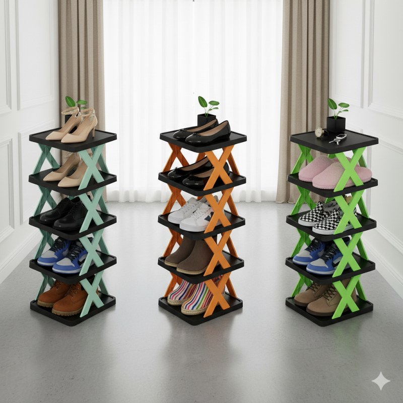 5 layer Multifunctional Black Shoe Organizer Rack
