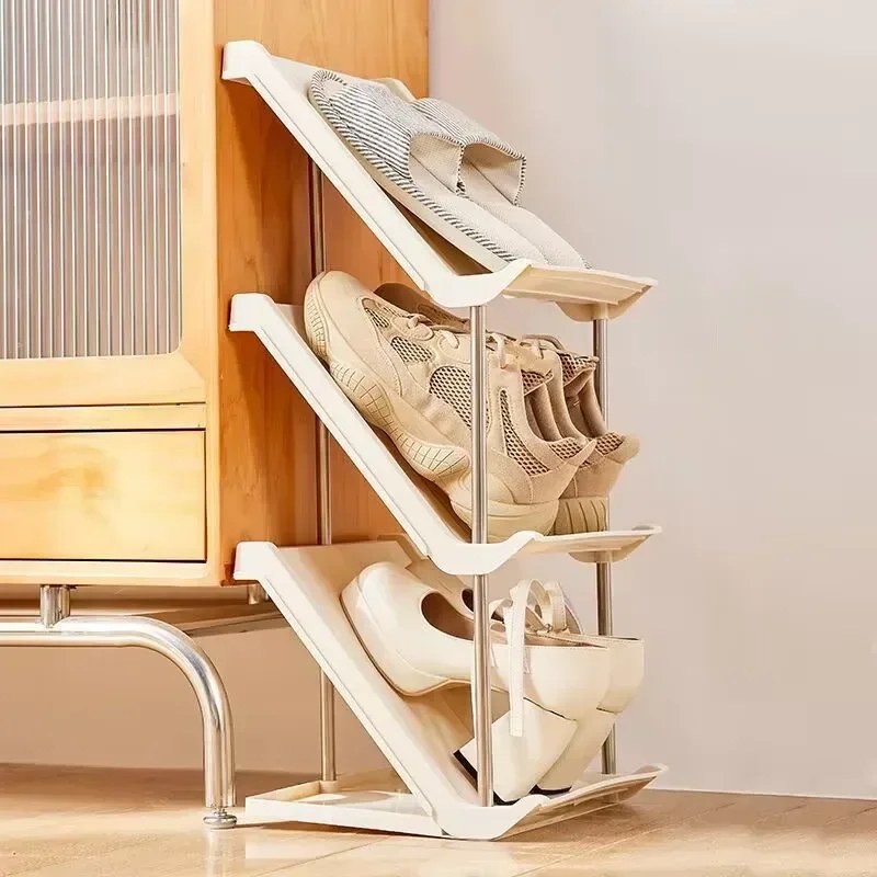  5 Layer Vertical Shoe Rack Space Saving Cabinet With Strong Load Bearing Stainless Steel Stand