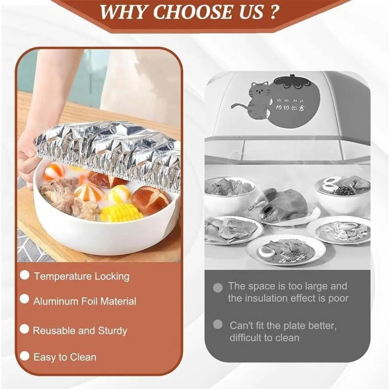 10pcs Reusable Aluminum Foil Food Elastic Bowl Covers Fresh Keeping Food Containers Dish Covers