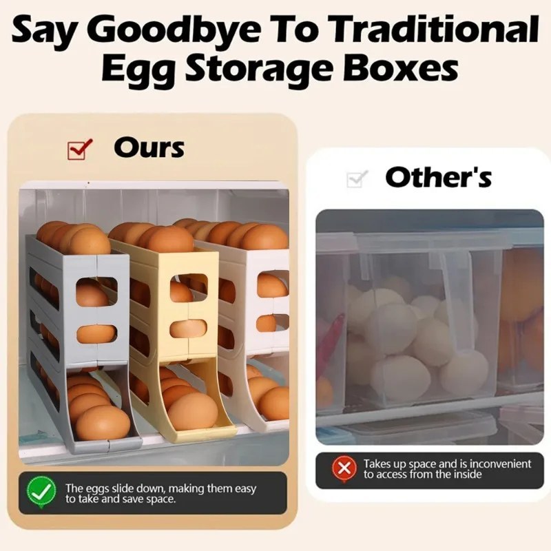 Large Capacity Auto Rolling Egg Storage Rack